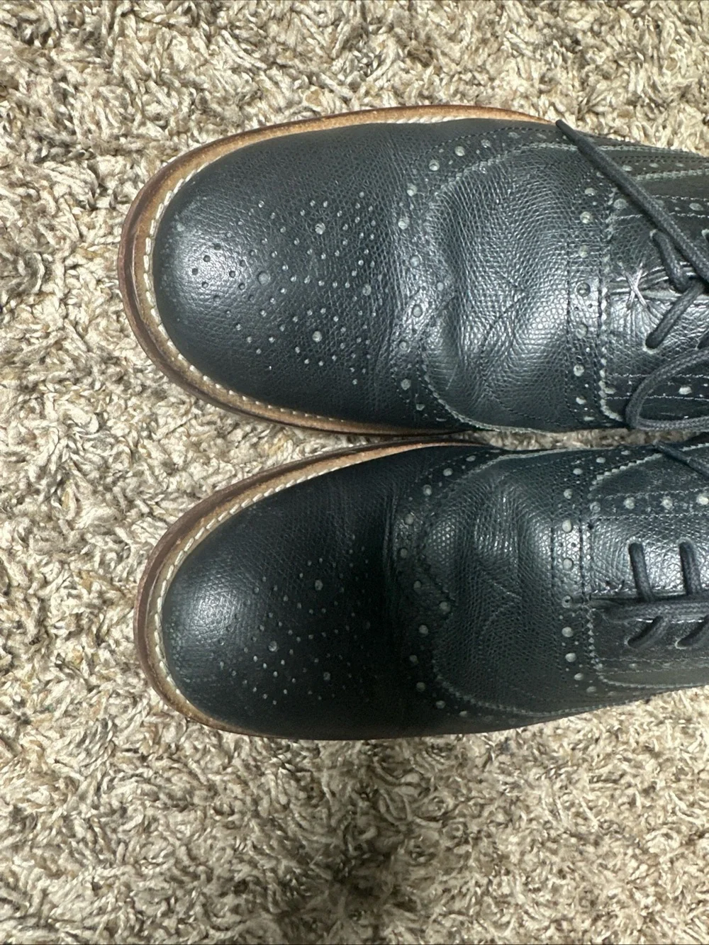 Ted Baker GURI7 Black Pebbled Leather Wingtip Brogue Oxfords Men’s 11